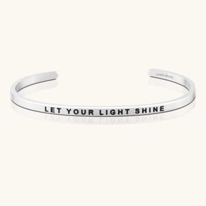 MantraBand Silver 'Let Your Light Shine' Inspirational Mantra Wrap Bracelet
